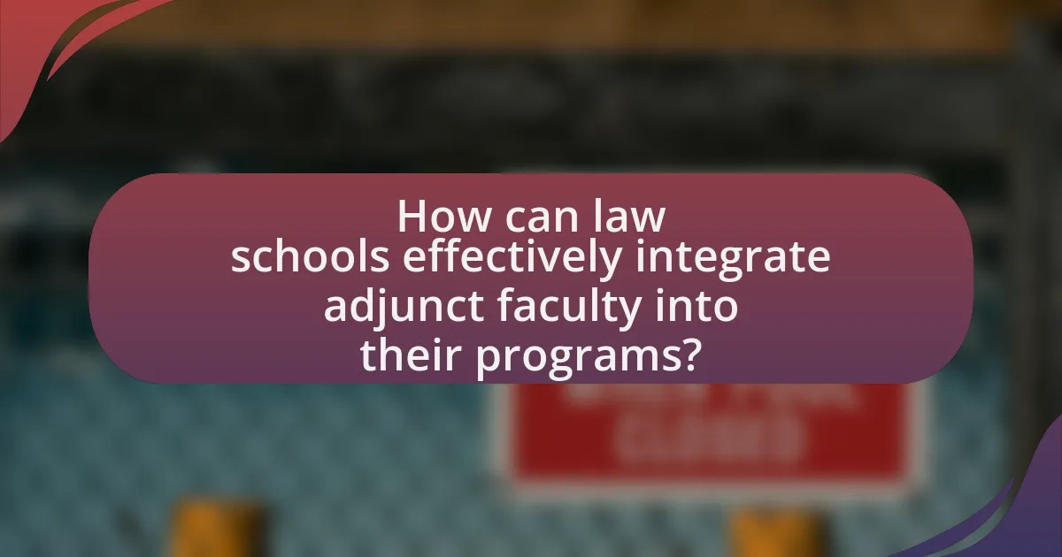 How can law schools effectively integrate adjunct faculty into their programs?