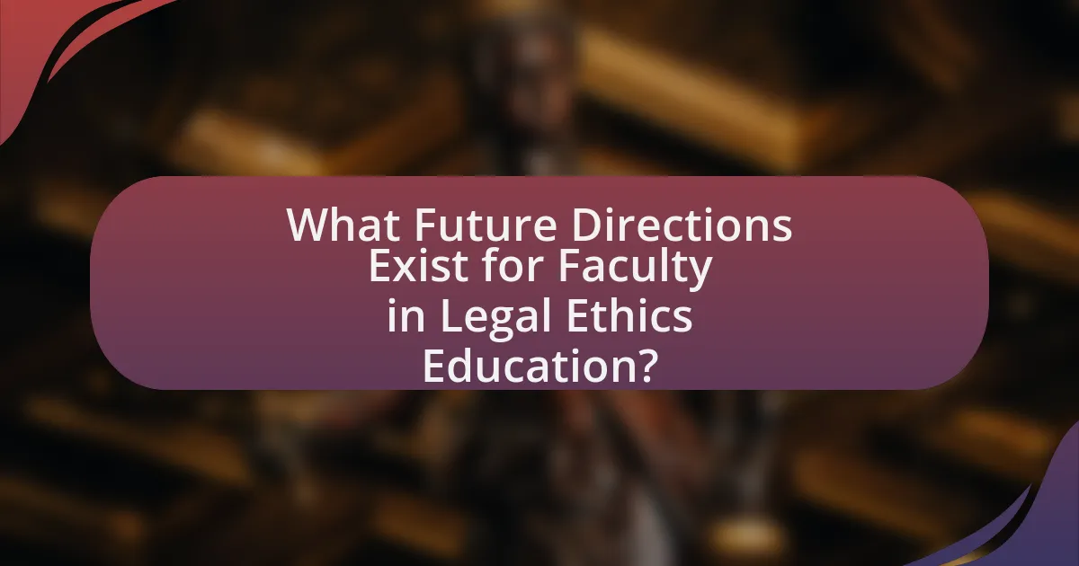 What Future Directions Exist for Faculty in Legal Ethics Education?