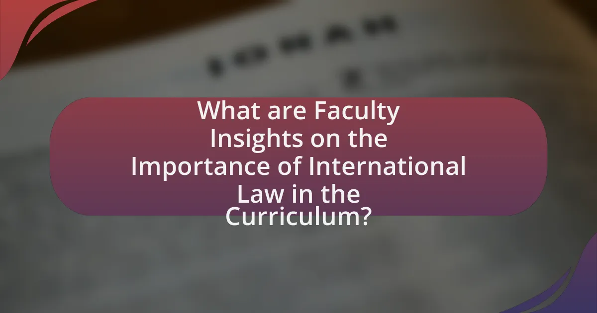What are Faculty Insights on the Importance of International Law in the Curriculum?
