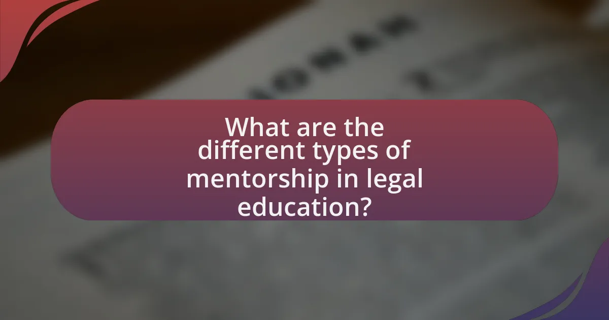 What are the different types of mentorship in legal education?