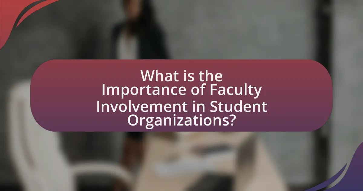 What is the Importance of Faculty Involvement in Student Organizations?